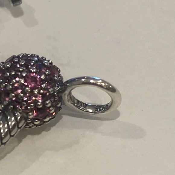 Pandora Small Pave Pink and Purple Silver Pendant - Picture 3 of 3